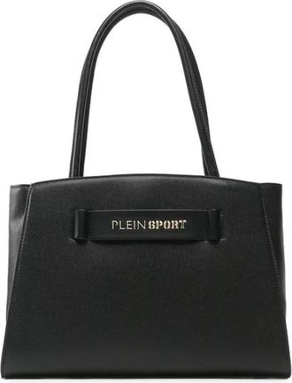 Plein Sport Eco-leren boodschappentas met zilveren logo - Dames - Schoudertassen - Zwart - ONE Size - Leer - Tassen