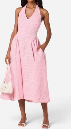 Astr Meana Midi Halter Dress In Pink Gingham