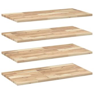 Berkfield Home Floating Shelves 4 pcs 60x40x2 cm Untreated Solid Wood Acacia in Brown | Size: 60 x 40 x 2 cm