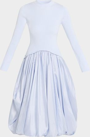 SIMKHAI Kenlie Long-Sleeve Bubble Midi Dress