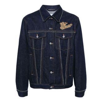 Off-white 90s Logo Skate Denim Jacket Raw Blue Gold OMYE092S24DEN0014522