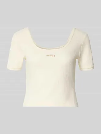 Guess Cropped T-Shirt aus Lyocell-Mix Modell Circe in Weiss, Gr&ouml;&szlig;e XL