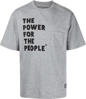 The Power for the People logo print short-sleeve T-shirt - men - Cotton - S - Grey