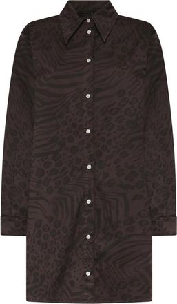 Pinko Overhemdjurk - Dames - Shirt Kleedjes - Bruin - XS - Katoen - Kleedjes