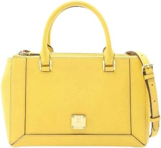 MCM Pre-owned Handbags, female, Yellow, Size: ONE SIZE Pre-owned Leather 2way Handbag