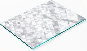 OEM Tabla De Cocina De Vidrio Templado Con Gr&aacute;ficos Decorativos De Tri&aacute;ngulos Grises, 80 X 52 Cm