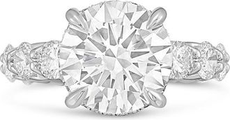 Diana M. Jewels 14kt white gold lab grown 4ct Lab Grown Round Diamond Halo Ring with Diamond Accents