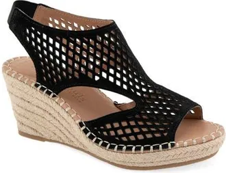 Gentle Souls Cody Espadrille Wedge Sandal in Black Suede at Nordstrom, Size 8.5