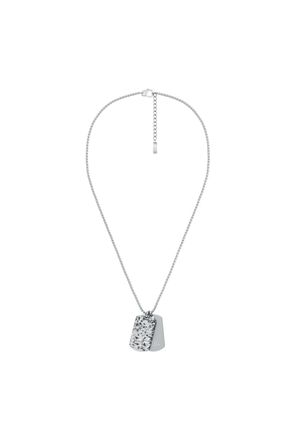 Diesel Stainless Steel Dog Tag Necklace - Necklaces - Unisex - Silver