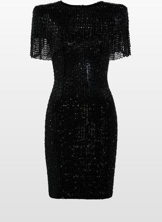 Jenny Packham Swish Sequin-Embellished Beaded Mini Dress in Liquorice at Nordstrom, Size 16 Uk