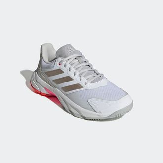 adidas Tennisschuh ADIDAS PERFORMANCE COURTJAM CONTROL 3, Damen, Gr. 41, weiss (cloud wei&szlig;, iron metallic, lucid rot), Synthetik, Textil, Schuhe Tennisschuh,