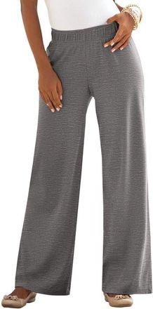 Roaman's Plus Size Pull On Wide Leg Soft Knit Pant in Heather Charcoal at Nordstrom, Size Small