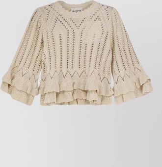 Isabel Marant cotton sweater ruffles crew neck bell sleeves