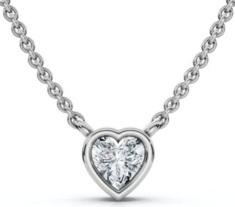 Pompeii3 3/8 - 3 Ct Heart Shape Diamond Bezel Pendant 14k Gold Necklace Lab Grown