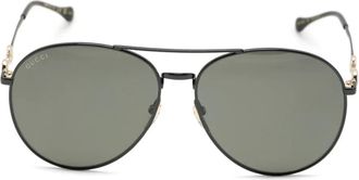 Gucci Occhiali da sole con montatura stile pilota - Nero