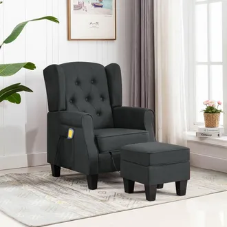 vidaXL Sill&oacute;n De Masaje Con Reposapi&eacute;s Tela Gris Oscuro Vidaxl