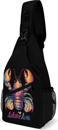 Generic Lobster Love Unisex Shoulder Bags Casual Crossbody Chest Bag Sling Backpack for Hiking Cycling Travel
