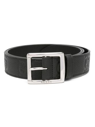 Gucci GG-debossed leather belt - Black