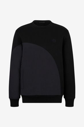 Moncler Materialmix-Rundhals-Sweatshirt mit Reissverschlusstasche