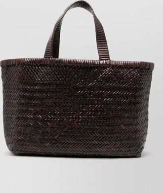 Maneb&igrave; medium leather tote bag top handles woven