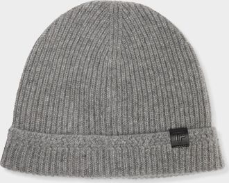 Tom Ford Men & apos;s Ribbed Cashmere TF-Tab Beanie Hat