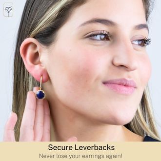 MAX + STONE 18k Gold Over Sterling Silver 6.5 Ct. Round Gemstone Dangle Earrings