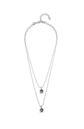 UNOde50 Sterling silver-plated blue necklace with blue crystals double chain at Nordstrom