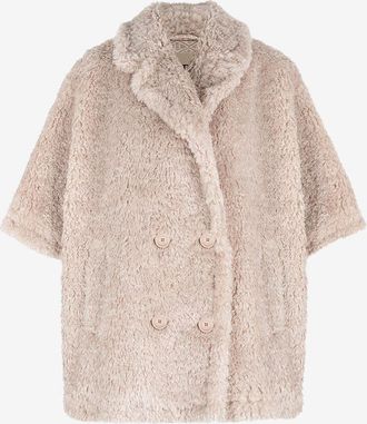 Herno Kurzer Pl&uuml;schmantel mit kurzen &Auml;rmeln