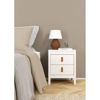 Dmora Dmora - Mesa De Noche Janette, C&oacute;moda Baja, Mesilla De Noche, Estante De La Cama, 44x38 H54 Cm, Blanco