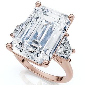 Pompeii3 Certified 11.90Ct Emerald Diamond Engagement Ring 14k Gold Lab Grown