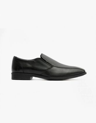 Hush Puppies Mens Hush Puppies ELLIS Boys Leather Slip On Shoes Black - Size: 10