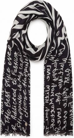 Joseph Ribkoff Womens Wavy Stripes Scarf In Midnight Blue/vanilla