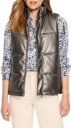 Nic+Zoe Metallic Faux Leather Puffer Vest in Bronze at Nordstrom Rack, Size X-Large