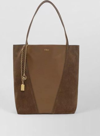 Chlo&eacute; tote bag chain detail dual material handles