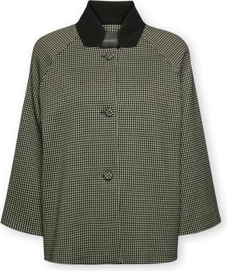 Elena Miro Gepatrond jas met contrasterende bies - Dames - Zomerjassen - Zwart - M - Polyester - Jassen