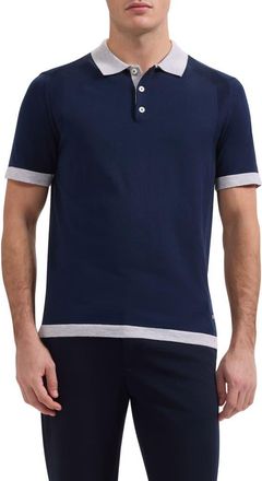 Bugatchi Short Sleeve Cotton & Modal Polo Sweater in Navy at Nordstrom, Size Xx-Large