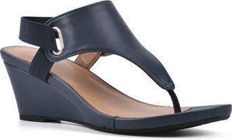 White Mountain All Dres Wedge Sandal in Navy/Smooth at Nordstrom Rack, Size 6.5