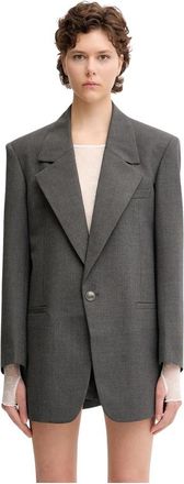Marine Serre Regenerated Tailoring Boxy Blazer - Dames - Blazers - Grijs - S - Wol - Jassen