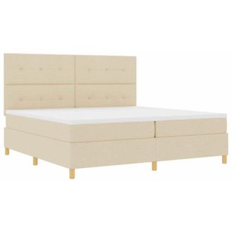 vidaXL Cama Tipo Box Spring Con Cabecera Crema 200 X 200 Cm Tela Vidaxl