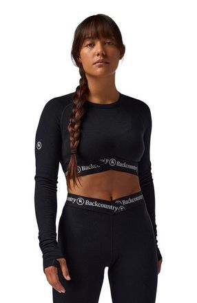 Backcountry Cedars Rws Merino Lt-Wt Baselayer Crop Crew Top - Womens in Black at Nordstrom, Size Xx-Large