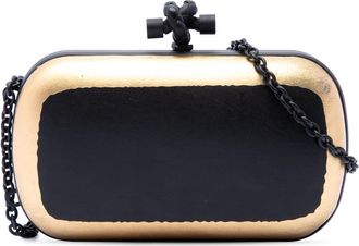 Bottega Veneta Pre-owned Bottega Veneta Bicolor Gilded Waxed Leather Knot Clutch with Chain Ladies 3NBOYCXWEJJ071TD