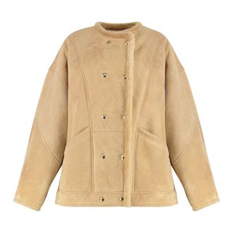 Halfboy Halfboy, Jassen, Dames, Beige, M, Leer, Sheepskin Jacket