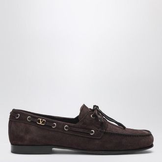 Valentino Garavani Brown suede lace-up loafers