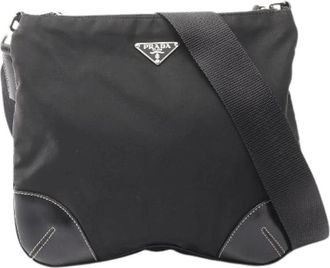 Prada Pre-owned Cross Body Bags, female, Black, Size: ONE SIZE Pre-owned Nylon Cross Body Bag