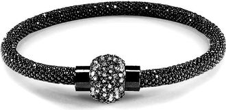 Jewelco London Silver CZ Black Rhuthenium bead set Popcorn Bracelet - ABB052
