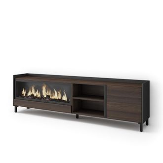 Skraut Home Skraut Home - Mueble Tv, Televisi&oacute;n, Muebles De Sal&oacute;n, Almacenaje, 212x35x61cm, Para Tv Hasta 80, Chimenea El&eacute;ctrica Xxl, Dise&ntilde;o Industrial, Estilo Mo