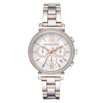 Michael Kors Womens Elegant MK6558 Sofie Rose Gold Tone Ladies Watch - White Stainless Steel - One Size