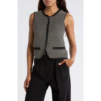 Rag & Bone Vivi Stripe Cotton Blend Sweater Vest in Black Multi at Nordstrom Rack, Size X-Large