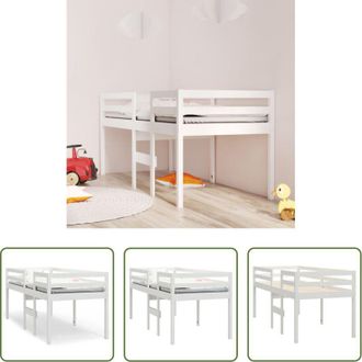 vidaXL Letto a soppalco in legno - Letto a Soppalco Bianco 90x200 cm in Legno Massello di Pino