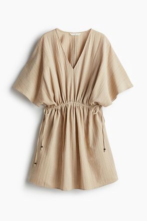 H&M Kleid mit Kordelzugdetail - Beige